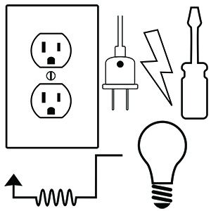 Illustrative Vector Image of Outlet, Electrical, Lightbulb